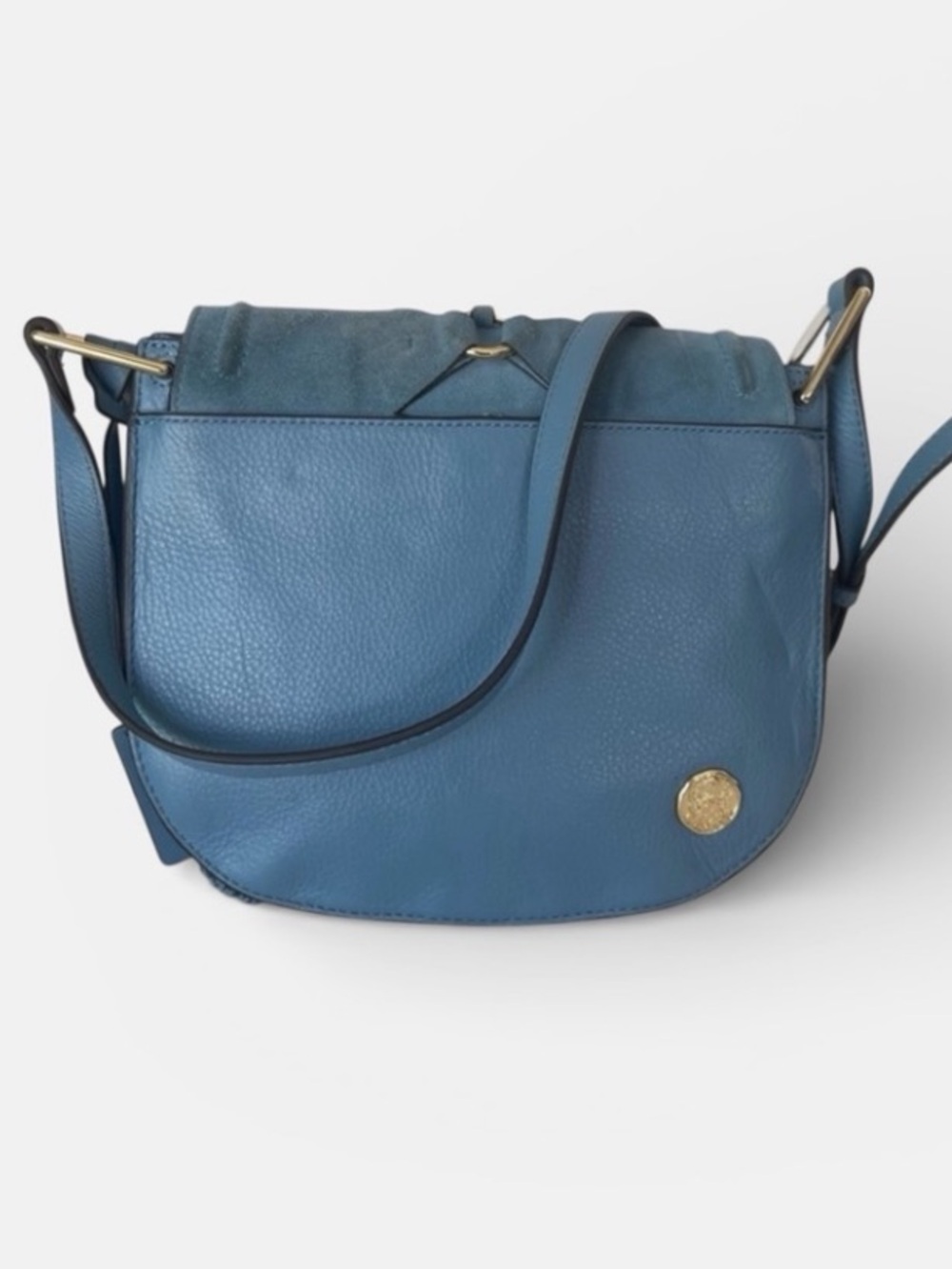 Vince Camuto Ancel Flap Crossbody Suede and Leather - Blue Haven - Picture 2 of 13